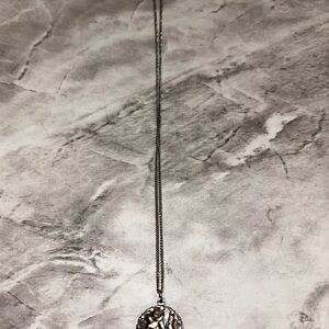 Religious Silver Tone Pendant Necklace